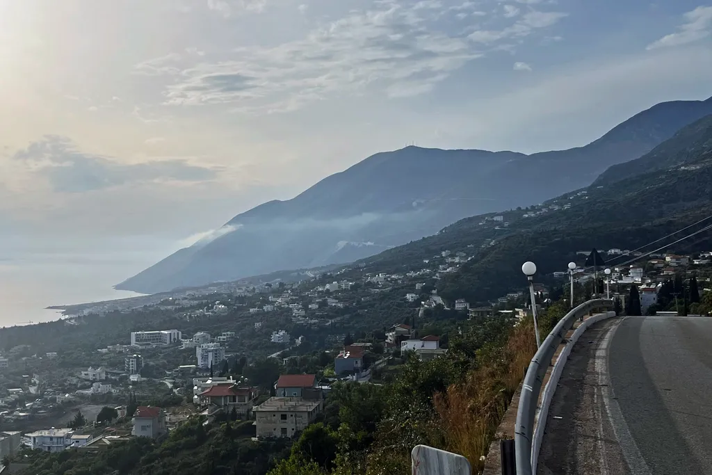 Dhermi village and bay seen from the coastal road on the Albanian Riviera