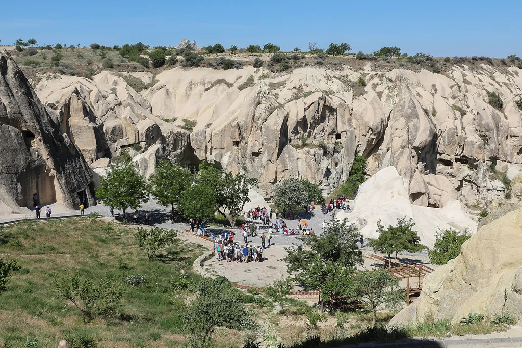 The rock-cut churches and carved cliffs of the Göreme Open Air Museum in Cappadocia