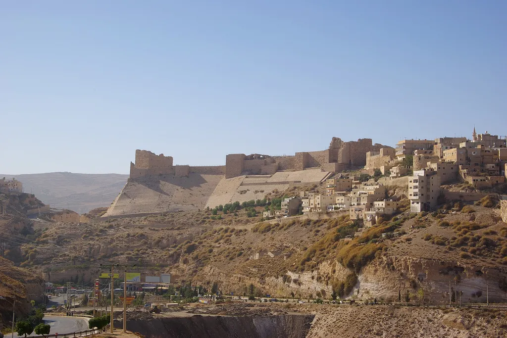 Kerak Castle above the town of Karak on the King's Highway in Jordan