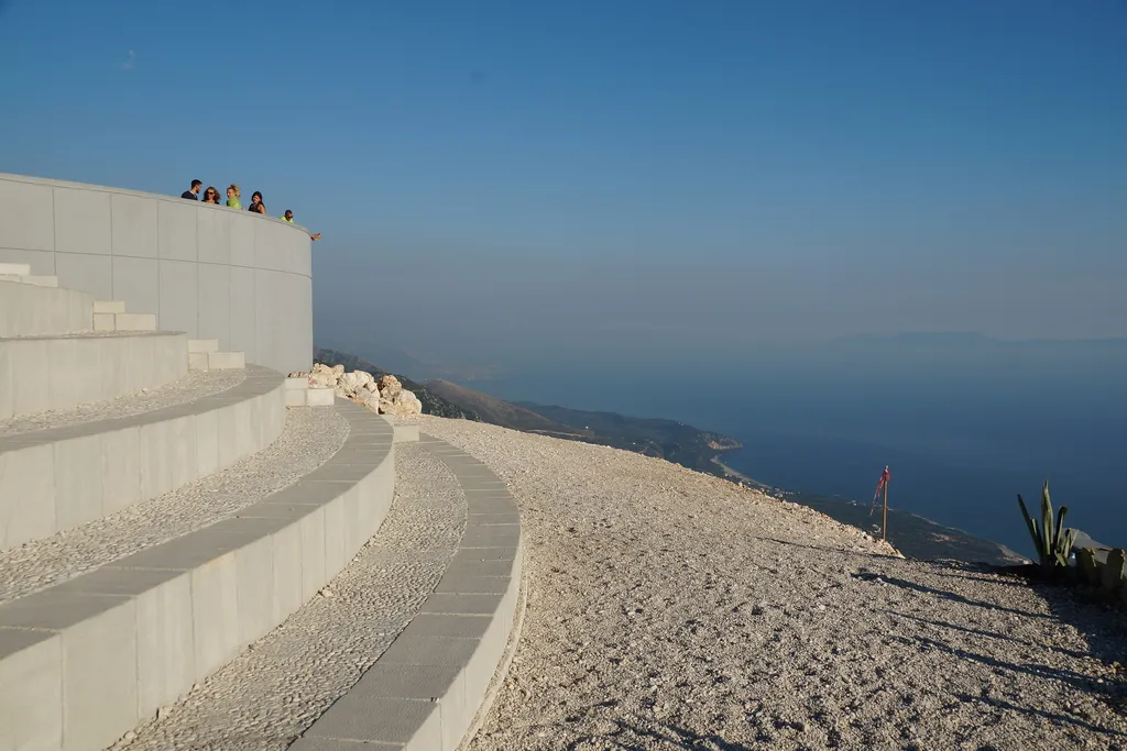 The viewing platform on the Llogara Pass, high above the Ionian Sea